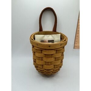 2007 Longaberger Small Hanging Basket Leather Hook Strap USA Farmhouse